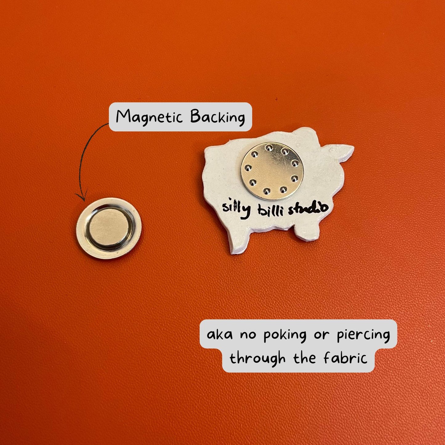 Magnetic backing design pin