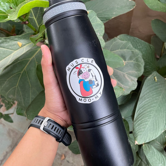 Bottle with cow sticker